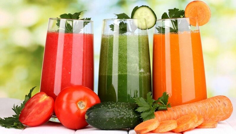 Drink low-calorie vegetable juices on the diet menu