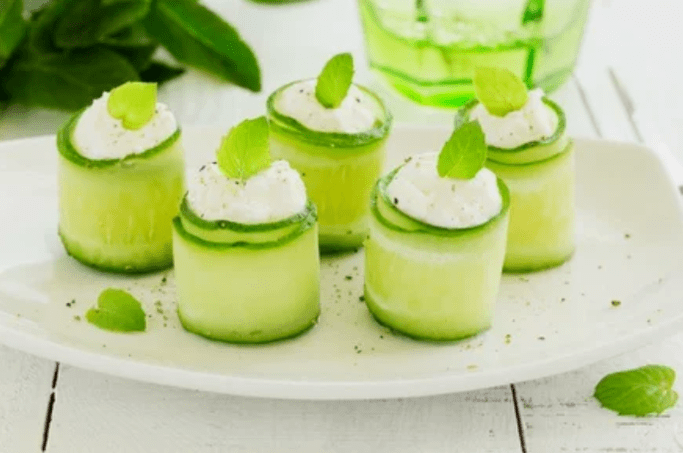 Cucumber rolls in the stage of attack